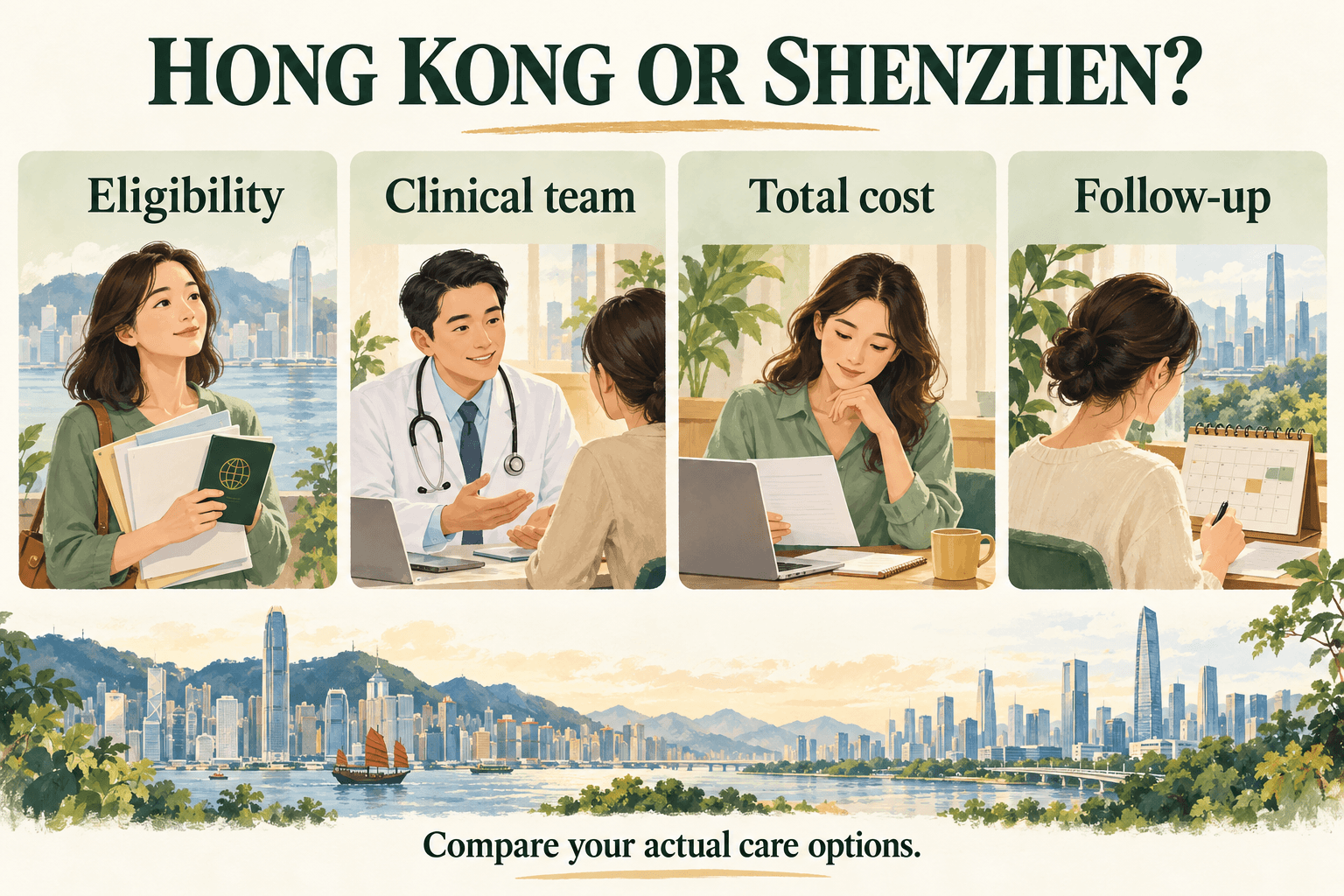 Hong Kong or Shenzhen: eligibility, clinical team, total cost and follow-up.